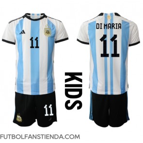 Argentina Angel Di Maria #11 Primera Equipación Niños Mundial 2022 Manga Corta (+ Pantalones cortos)